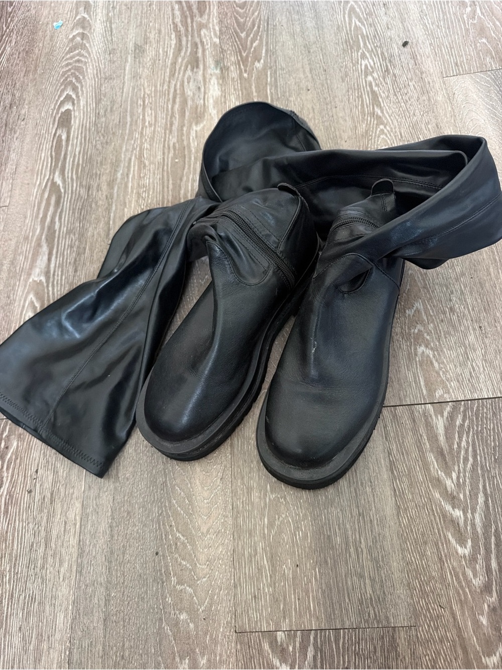 PrettyLittleThing Black Over-the-Knee Leather Boots
